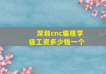 深圳cnc编程学徒工资多少钱一个