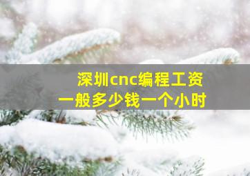 深圳cnc编程工资一般多少钱一个小时