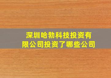 深圳哈勃科技投资有限公司投资了哪些公司