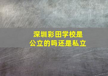 深圳彩田学校是公立的吗还是私立