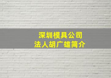 深圳模具公司法人胡广雄简介