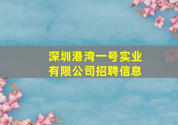 深圳港湾一号实业有限公司招聘信息