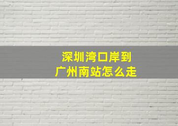 深圳湾口岸到广州南站怎么走