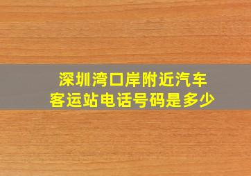 深圳湾口岸附近汽车客运站电话号码是多少