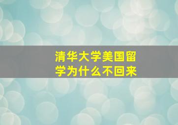 清华大学美国留学为什么不回来