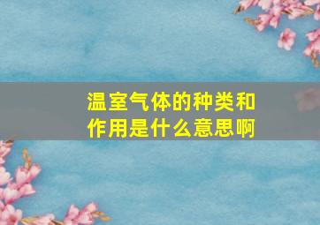 温室气体的种类和作用是什么意思啊