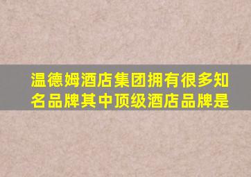 温德姆酒店集团拥有很多知名品牌其中顶级酒店品牌是