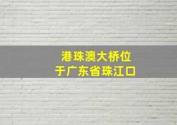 港珠澳大桥位于广东省珠江口