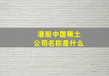 港股中国稀土公司名称是什么