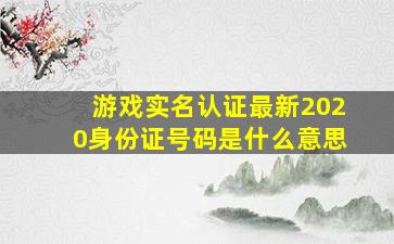 游戏实名认证最新2020身份证号码是什么意思