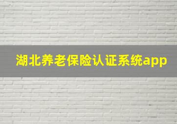 湖北养老保险认证系统app