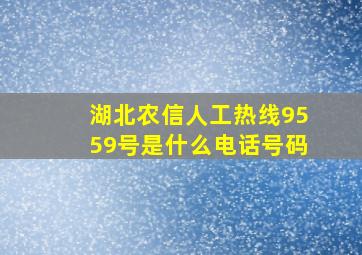 湖北农信人工热线9559号是什么电话号码