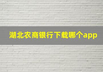 湖北农商银行下载哪个app