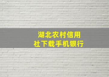 湖北农村信用社下载手机银行