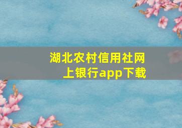 湖北农村信用社网上银行app下载