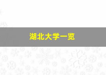 湖北大学一览