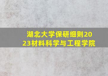 湖北大学保研细则2023材料科学与工程学院