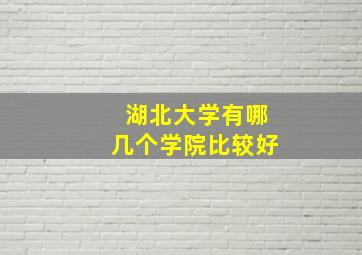 湖北大学有哪几个学院比较好