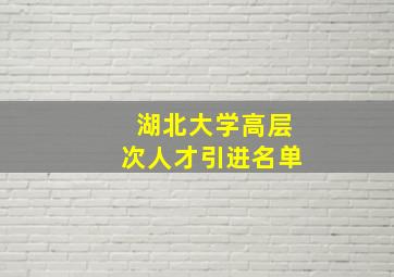 湖北大学高层次人才引进名单