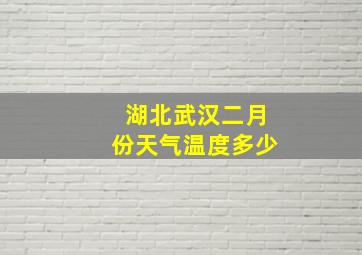 湖北武汉二月份天气温度多少