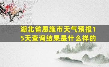 湖北省恩施市天气预报15天查询结果是什么样的