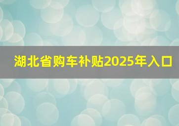 湖北省购车补贴2025年入口