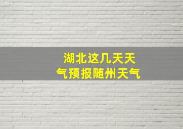 湖北这几天天气预报随州天气