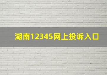 湖南12345网上投诉入口