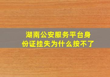 湖南公安服务平台身份证挂失为什么按不了