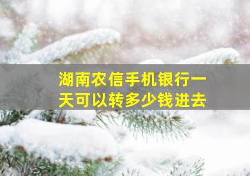 湖南农信手机银行一天可以转多少钱进去