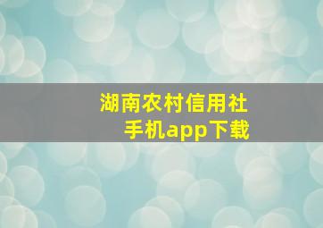 湖南农村信用社手机app下载