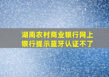 湖南农村商业银行网上银行提示蓝牙认证不了