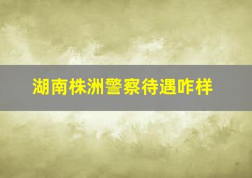 湖南株洲警察待遇咋样