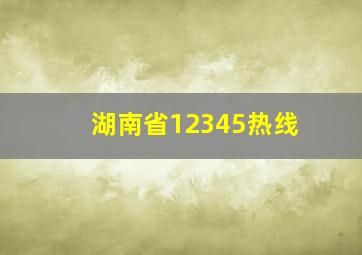 湖南省12345热线