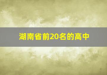 湖南省前20名的高中