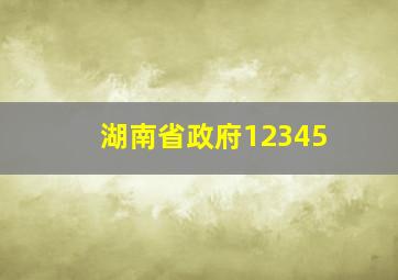 湖南省政府12345