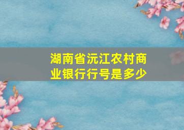 湖南省沅江农村商业银行行号是多少