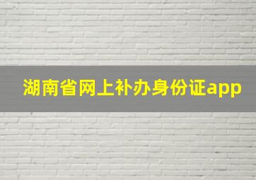 湖南省网上补办身份证app