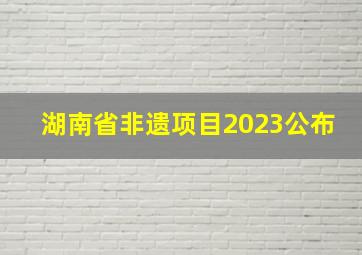 湖南省非遗项目2023公布