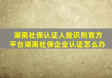 湖南社保认证人脸识别官方平台湖南社保企业认证怎么办