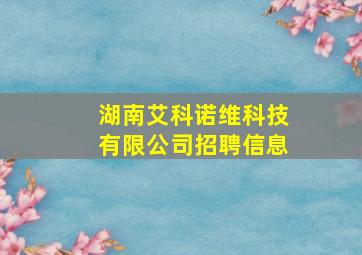 湖南艾科诺维科技有限公司招聘信息