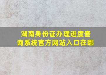 湖南身份证办理进度查询系统官方网站入口在哪