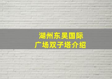 湖州东吴国际广场双子塔介绍