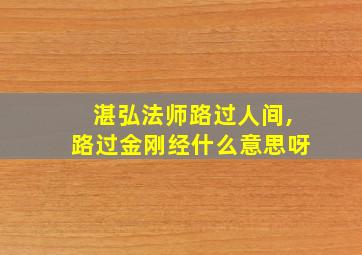 湛弘法师路过人间,路过金刚经什么意思呀