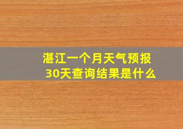 湛江一个月天气预报30天查询结果是什么