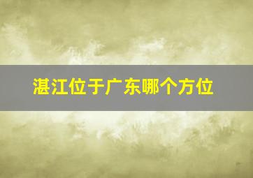 湛江位于广东哪个方位