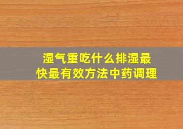 湿气重吃什么排湿最快最有效方法中药调理