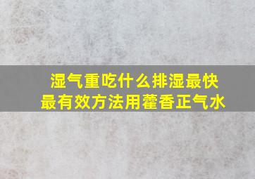 湿气重吃什么排湿最快最有效方法用藿香正气水