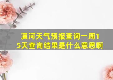 漠河天气预报查询一周15天查询结果是什么意思啊