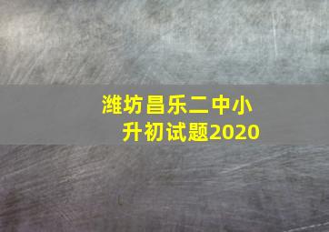 潍坊昌乐二中小升初试题2020